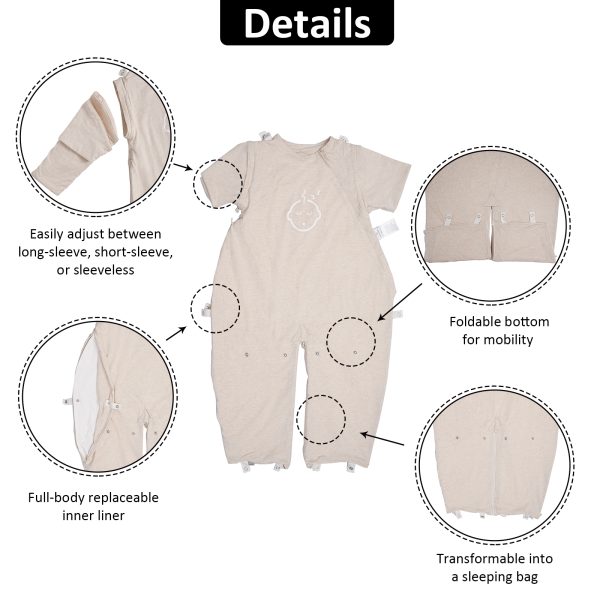 OatmealBaby All-Season Adjustable Split-Leg Sleeping Bag [Yellow/ Oatmeal] - Image 7